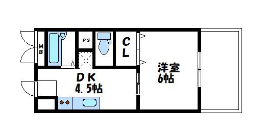 メゾン石原(1DK/2階)の間取り写真