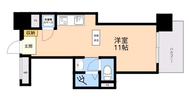レジディア西新(ワンルーム/4階)の間取り写真