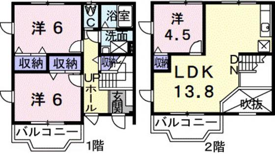 フォレストコートA(3LDK/1階)の間取り写真