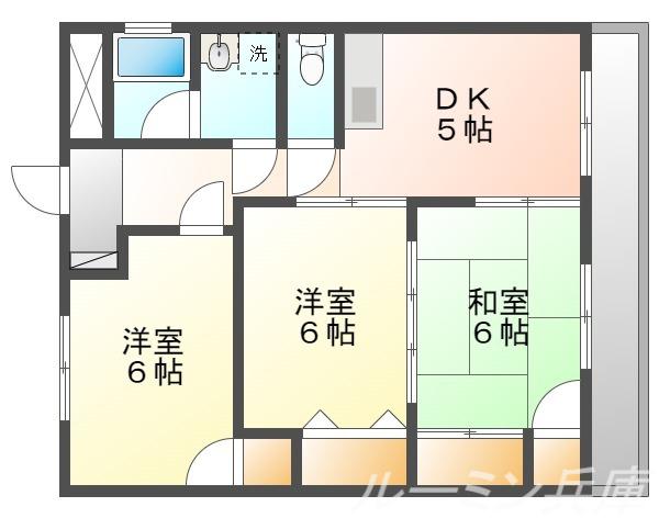 エルソル(3K/3階)の間取り写真