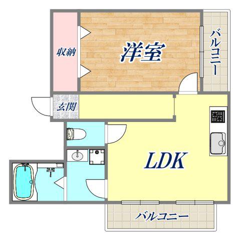 SENSE BLDG 今津駅前(1LDK/9階)の間取り写真