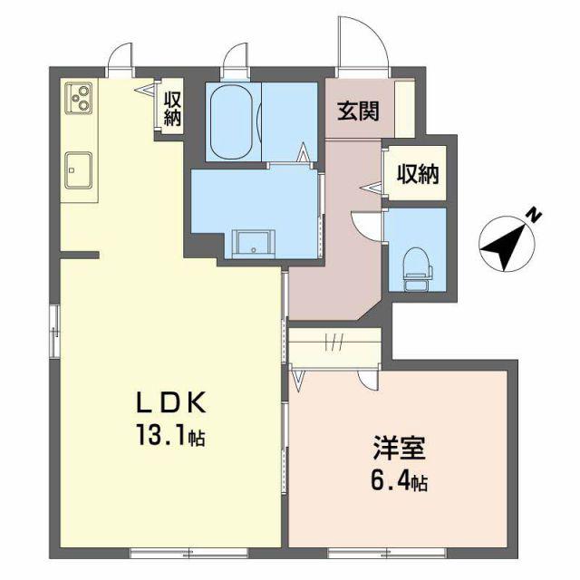ベイサージュ C棟(1LDK/1階)の間取り写真