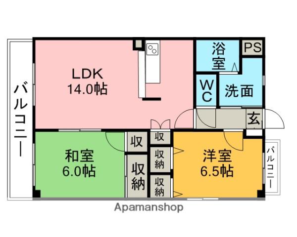 マジェスティ梶田(2LDK/3階)の間取り写真