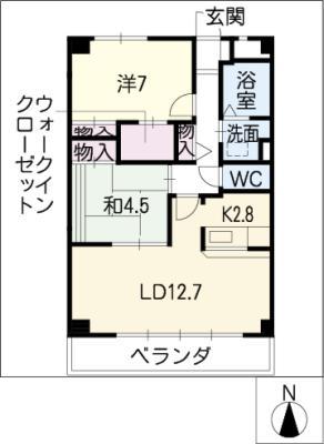 ラ・トゥール(2LDK/2階)の間取り写真