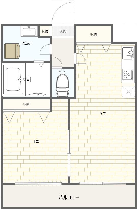 HI・VILLA 新検見川(1DK/2階)の間取り写真