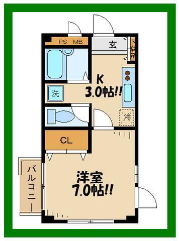 メゾン アンソレイユ(1K/1階)の間取り写真