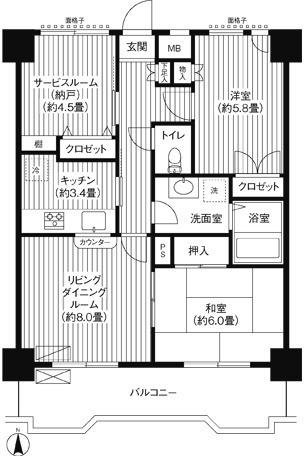 関寅ビル2(2SLDK/4階)の間取り写真