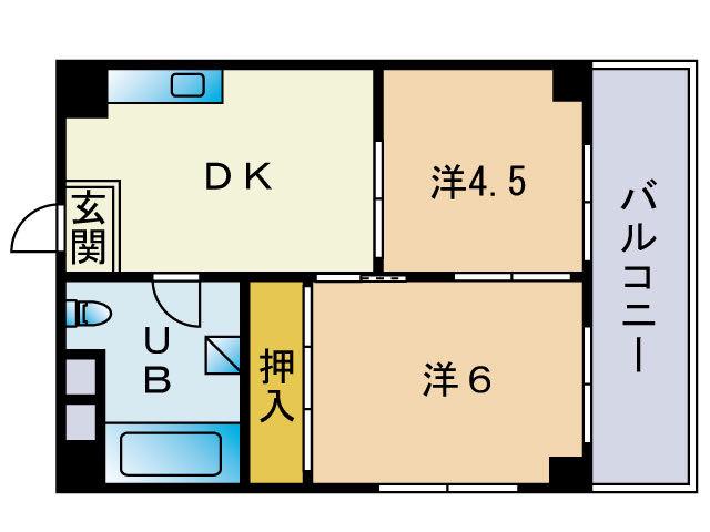 ラコンテ赤坂けやき(2DK/4階)の間取り写真
