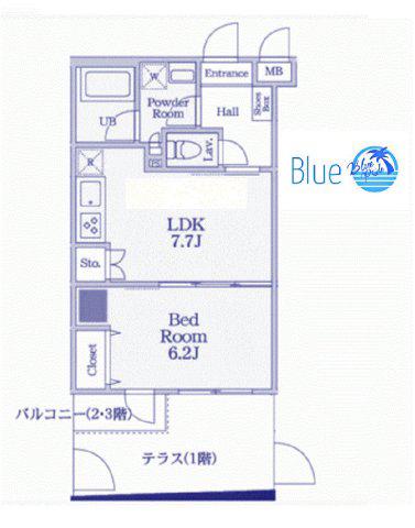 LA BELLA VITAII(1DK/1階)の間取り写真