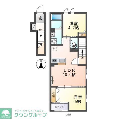 サニーヴィラ(2LDK/2階)の間取り写真