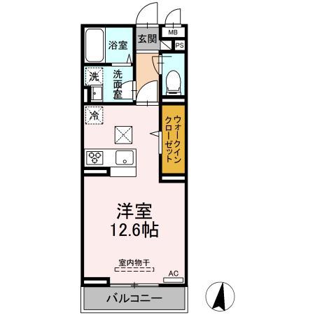 DーRESIDENCE西町(ワンルーム/1階)の間取り写真