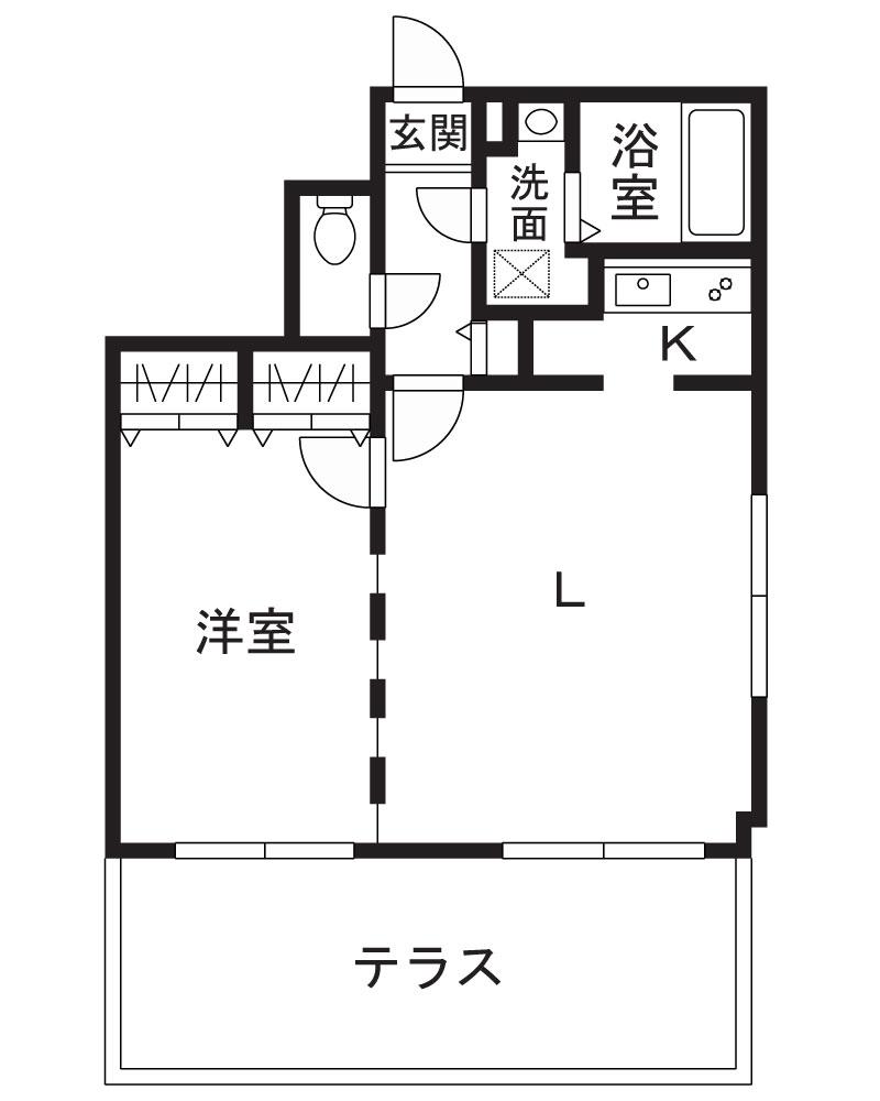 MODULOR三軒茶屋II(1LDK/1階)の間取り写真