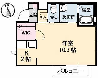 KENT HOUSE(1K/2階)の間取り写真