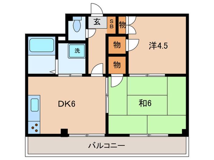 ファーストハウス(2DK/1階)の間取り写真