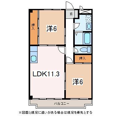 コージコート(2LDK/3階)の間取り写真