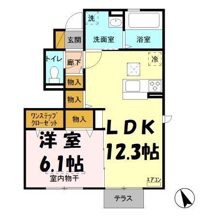 シーティオⅠ(1LDK/1階)の間取り写真