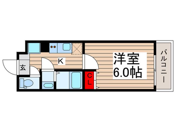 GENOVIA妙典(1K/1階)の間取り写真