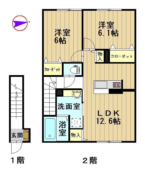 セジュールRSK(2LDK/2階)の間取り写真