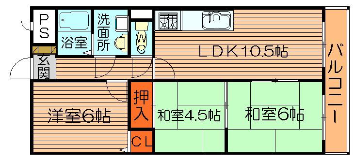 ガーデンコート内山(3LDK/3階)の間取り写真