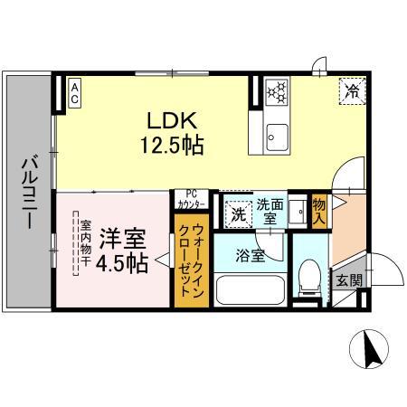 D-AVANCE戸崎元町(1LDK/2階)の間取り写真