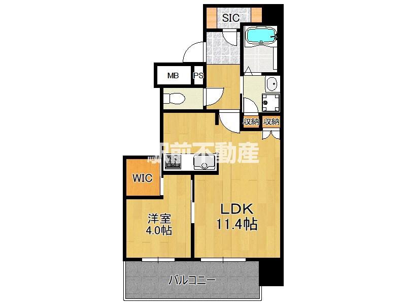 エンクレスト天神南PURE(1DK/7階)の間取り写真