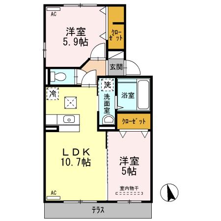 サンロイヤル こがね(2LDK/1階)の間取り写真