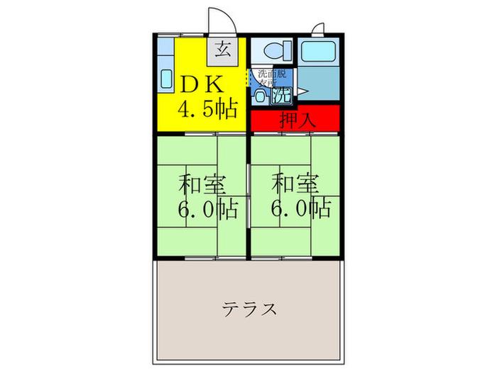 柏ノ木ハイツ(2DK/1階)の間取り写真