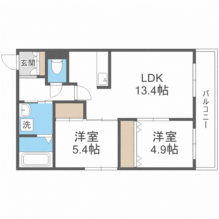 ANGELIC VILLAGE南23条エンジェリックヴィレッジ南23(2LDK/3階)の間取り写真