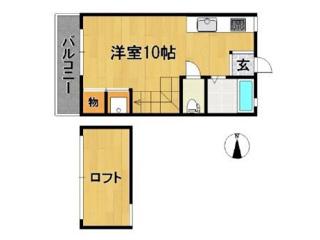 シティーベール高良内B棟(ワンルーム/2階)の間取り写真