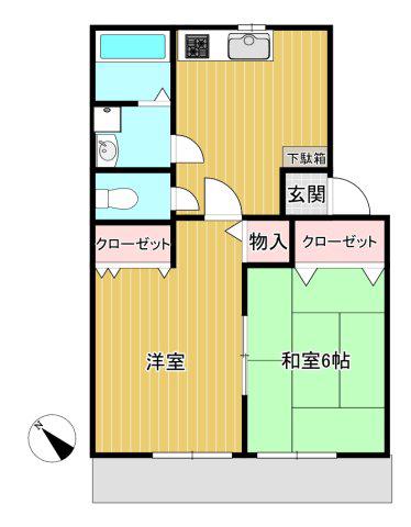 クラッセ小川(2DK/1階)の間取り写真