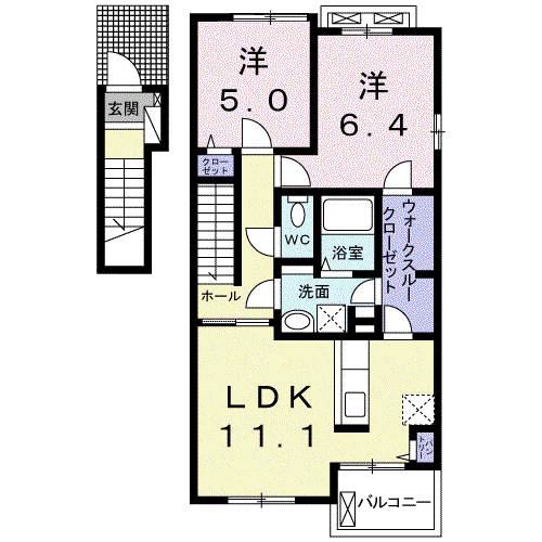 エストレーラIII B(2LDK/2階)の間取り写真