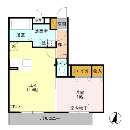 ボヌール四季II(1LDK/2階)の間取り写真