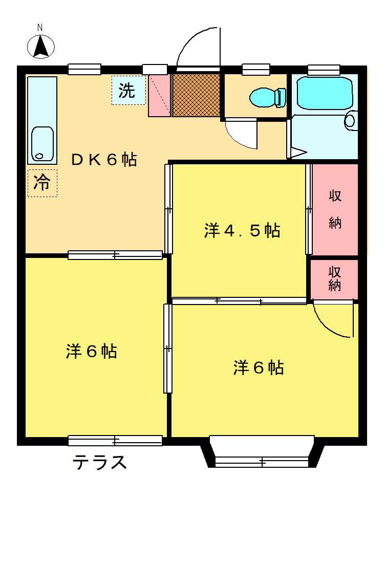 ビルレストギムレーI(3DK/1階)の間取り写真