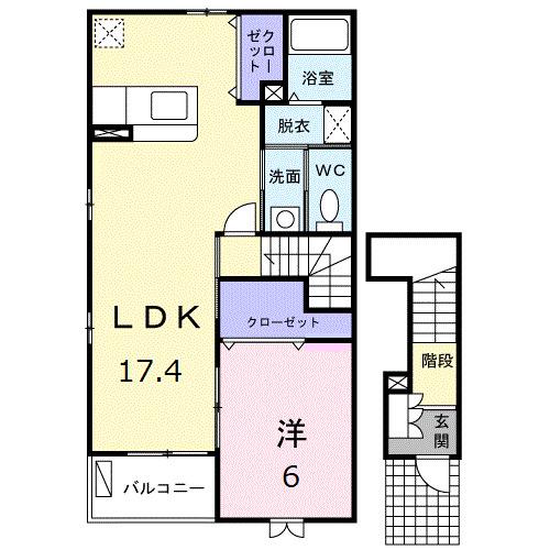 ブライトタウンMーI(1LDK/2階)の間取り写真