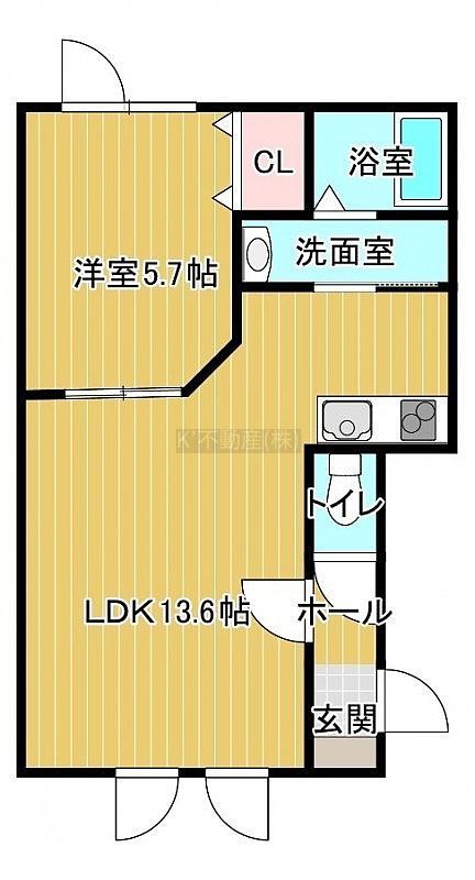 ノース COURTII(1LDK/2階)の間取り写真