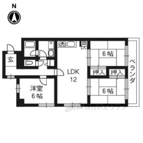 メゾンミソノ(3LDK/5階)の間取り写真