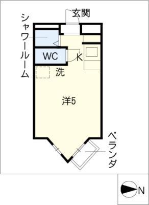 プレスイン六番南(ワンルーム/4階)の間取り写真