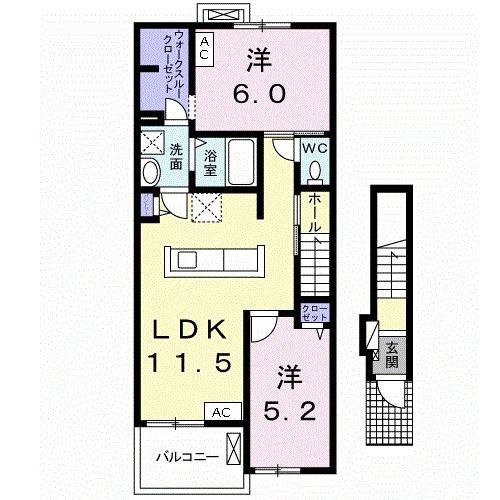 ジェルメ 湊(2LDK/2階)の間取り写真