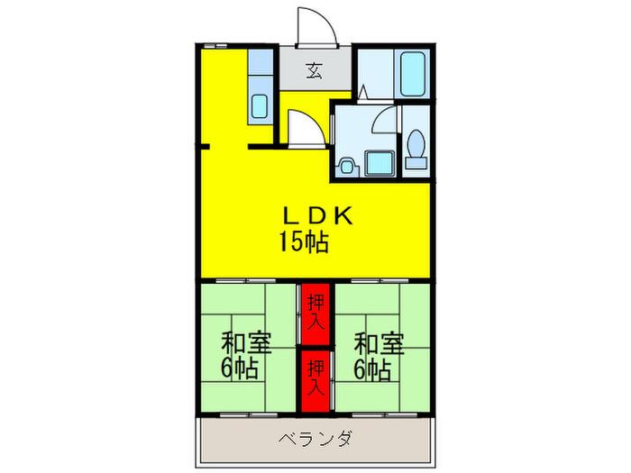 サンハイム平野(2LDK/1階)の間取り写真