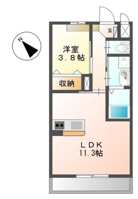ベルライト壱番館(1LDK/2階)の間取り写真