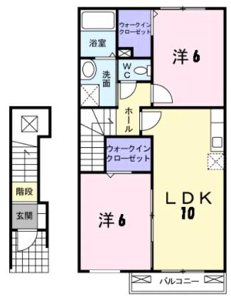 セント・フローラC(2LDK/2階)の間取り写真