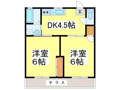 新堀ハイツ(2DK/1階)の間取り写真