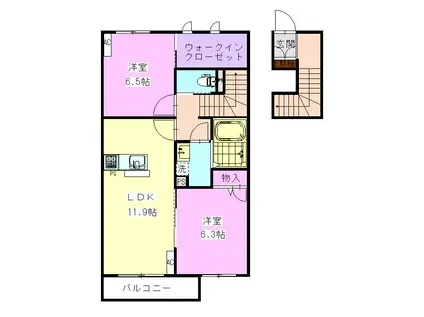 アルファソレイユ 203(2LDK/2階)の間取り写真