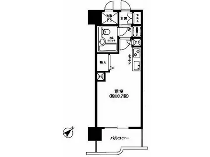 ライオンズステーションプラザ盛岡(ワンルーム/3階)の間取り写真