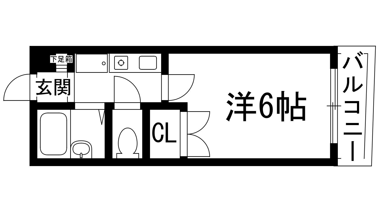ジュネス売布(1K/2階)の間取り写真