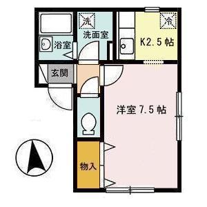 セジュール桜ヶ丘(1K/2階)の間取り写真