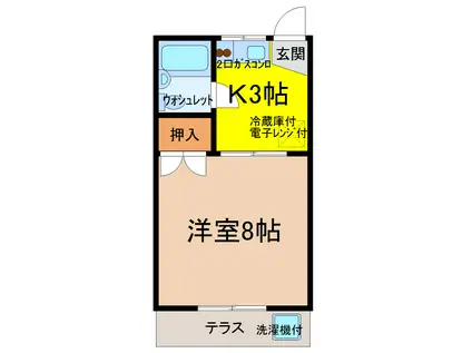 サンロードハイツ(1K/1階)の間取り写真