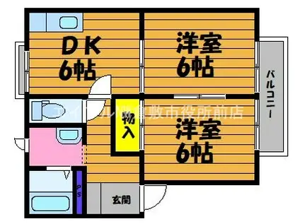 メゾン松尾D(2DK/2階)の間取り写真