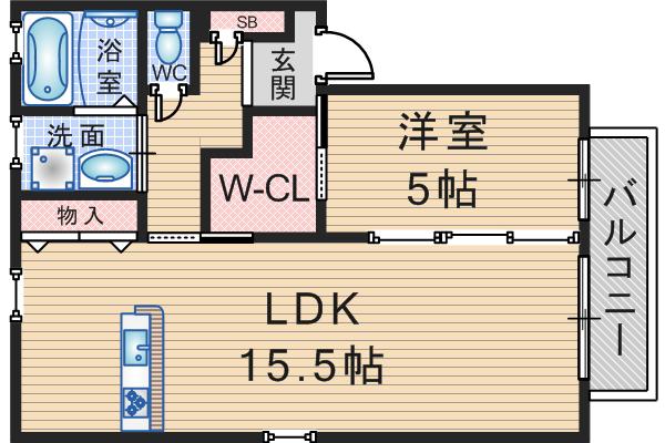 フローラ緑地(1LDK/1階)の間取り写真