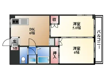 エスペランサーみずの(2DK/4階)の間取り写真